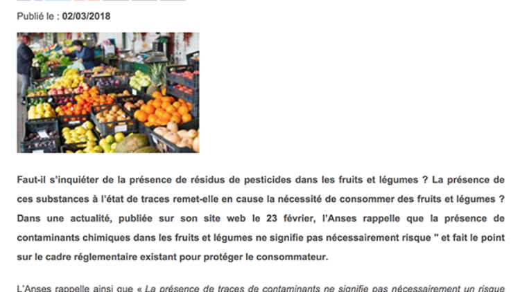 Résidus de pesticides dans les fruits et légumes : que disent les autorités françaises ?