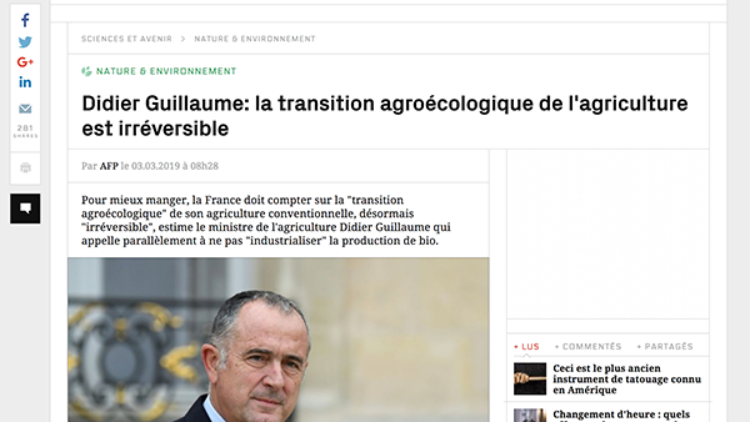 Didier Guillaume : la transition agroécologique de l&rsquo;agriculture est irréversible