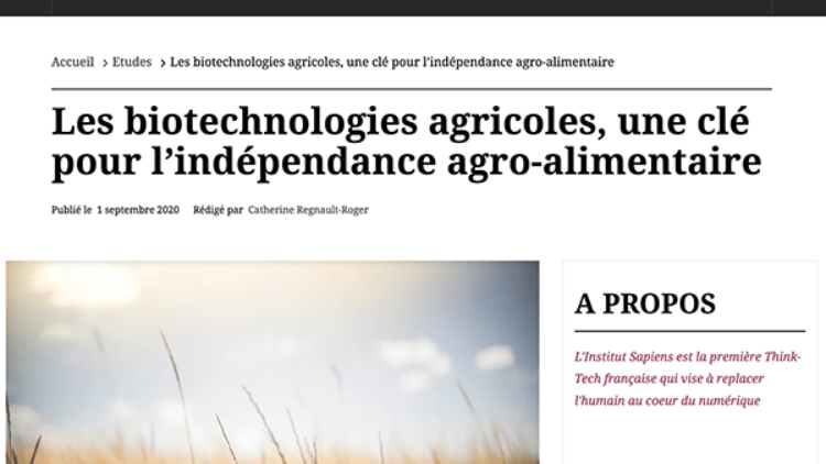 Les biotechnologies agricoles, une clé pour l’indépendance agro-alimentaire