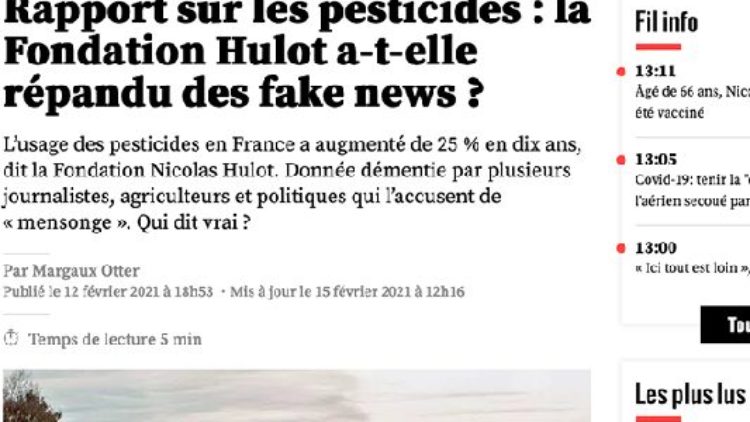 Rapport sur les pesticides : la Fondation Hulot a-t-elle répandu des fake news ?