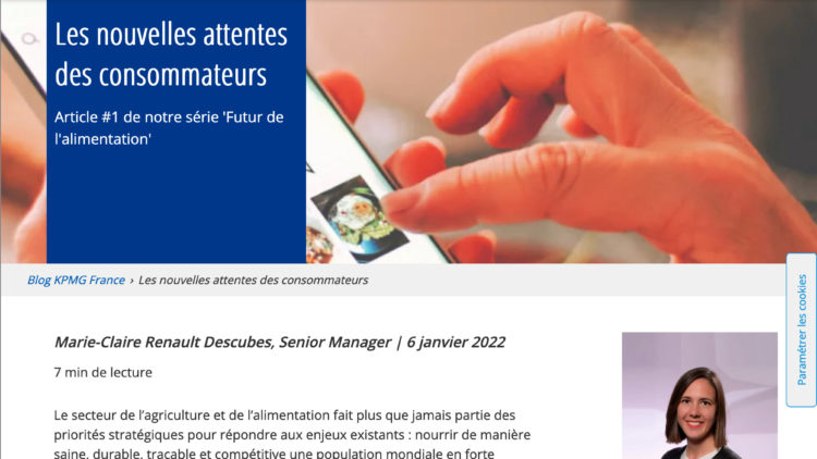 Les nouvelles attentes des consommateurs Article #1 de notre série ‘Futur de l’alimentation’