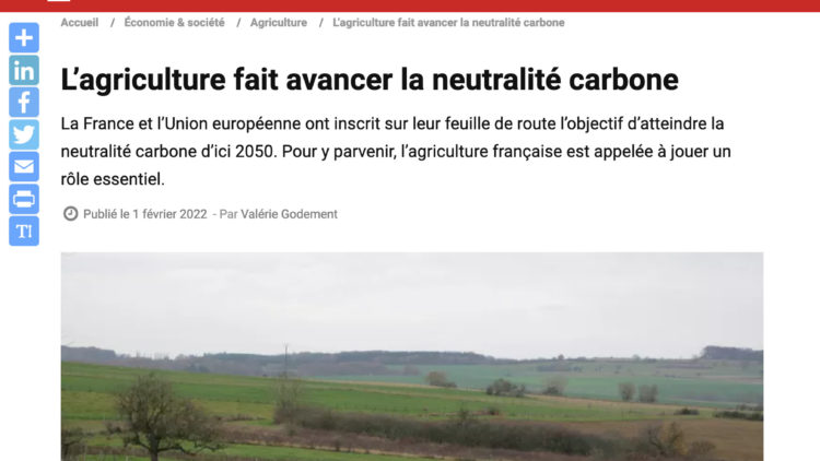 L’agriculture fait avancer la neutralité carbone