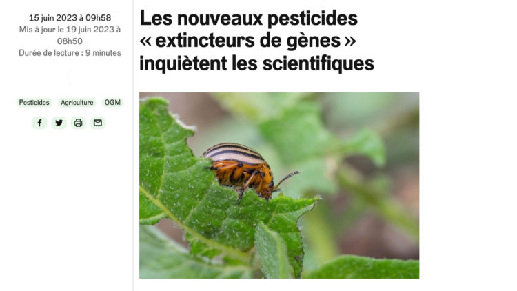 Les nouveaux pesticides « extincteurs de gènes » inquiètent les scientifiques